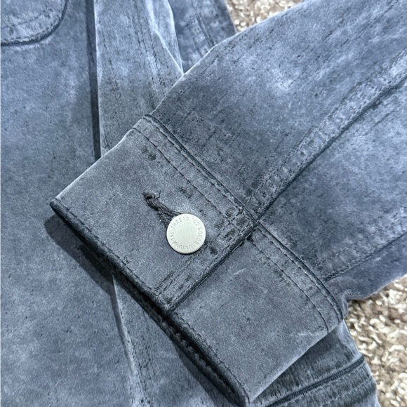 🌶️Stylish Gray velvet flocked denim Jacket - Picture 4 of 9